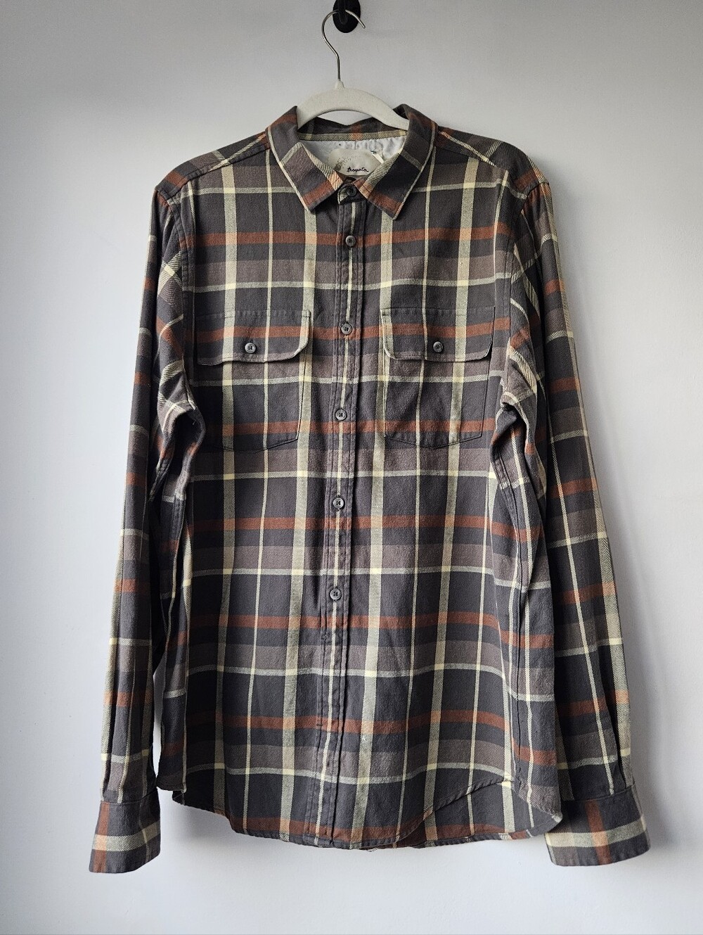 Trovata 2007 Gonzo Men's Earthtone Utility Plaid Flannel Button Down Shirt